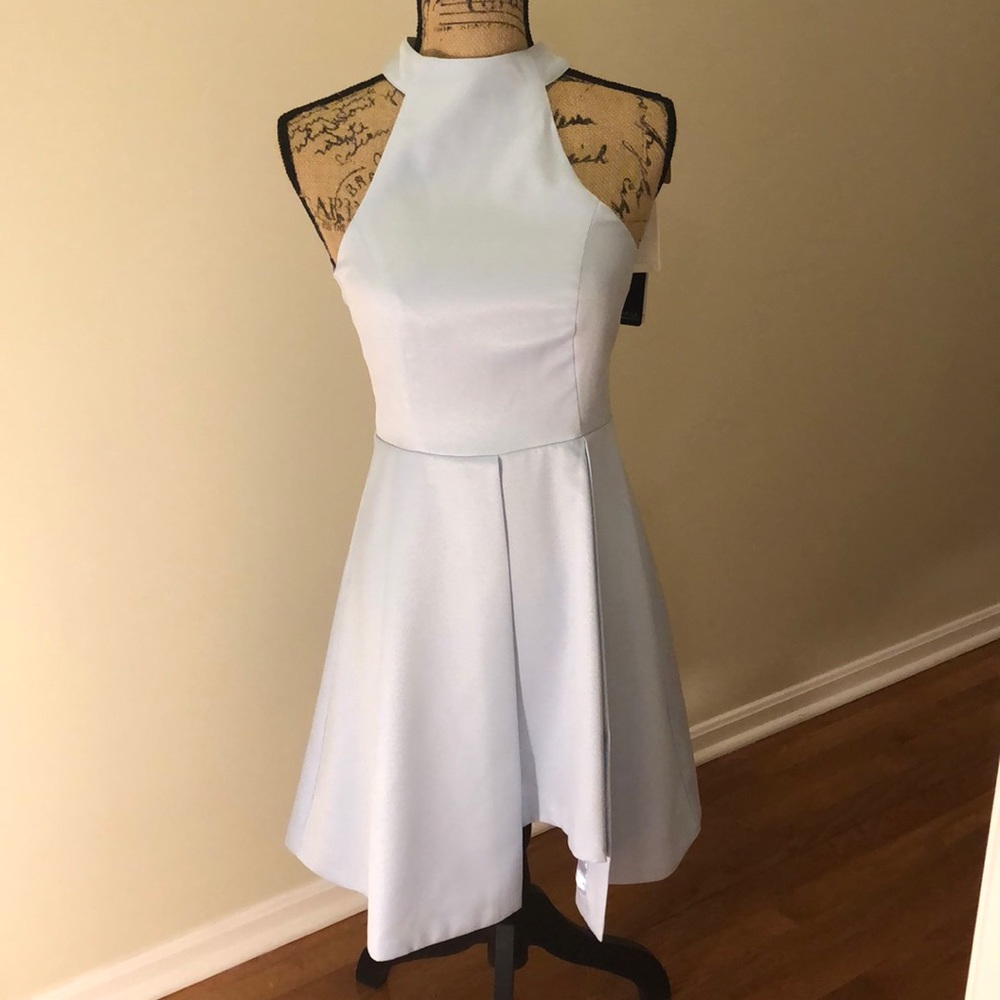 Powder blue SHILLA cocktail dress, lined.